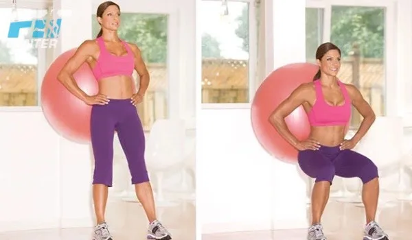 các bài tập giúp mông to Squat with Ball